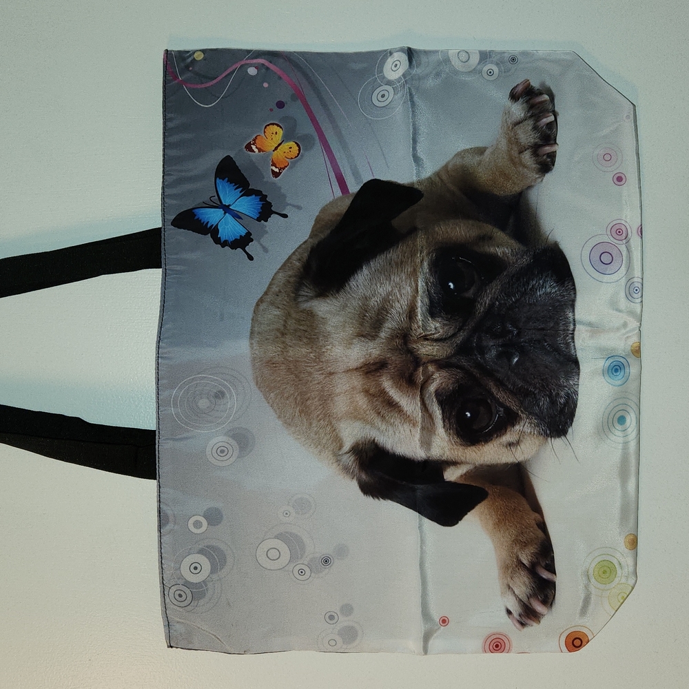 NEW - Tote Bag, Shoulder Bag - PUG, Butterflies